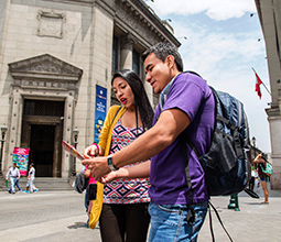Tourists in the Historic Center of Lima